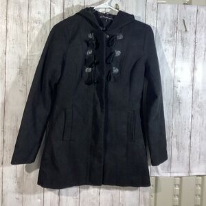 Jacket Zipper Front Toggle Black Button small minimalist preppy